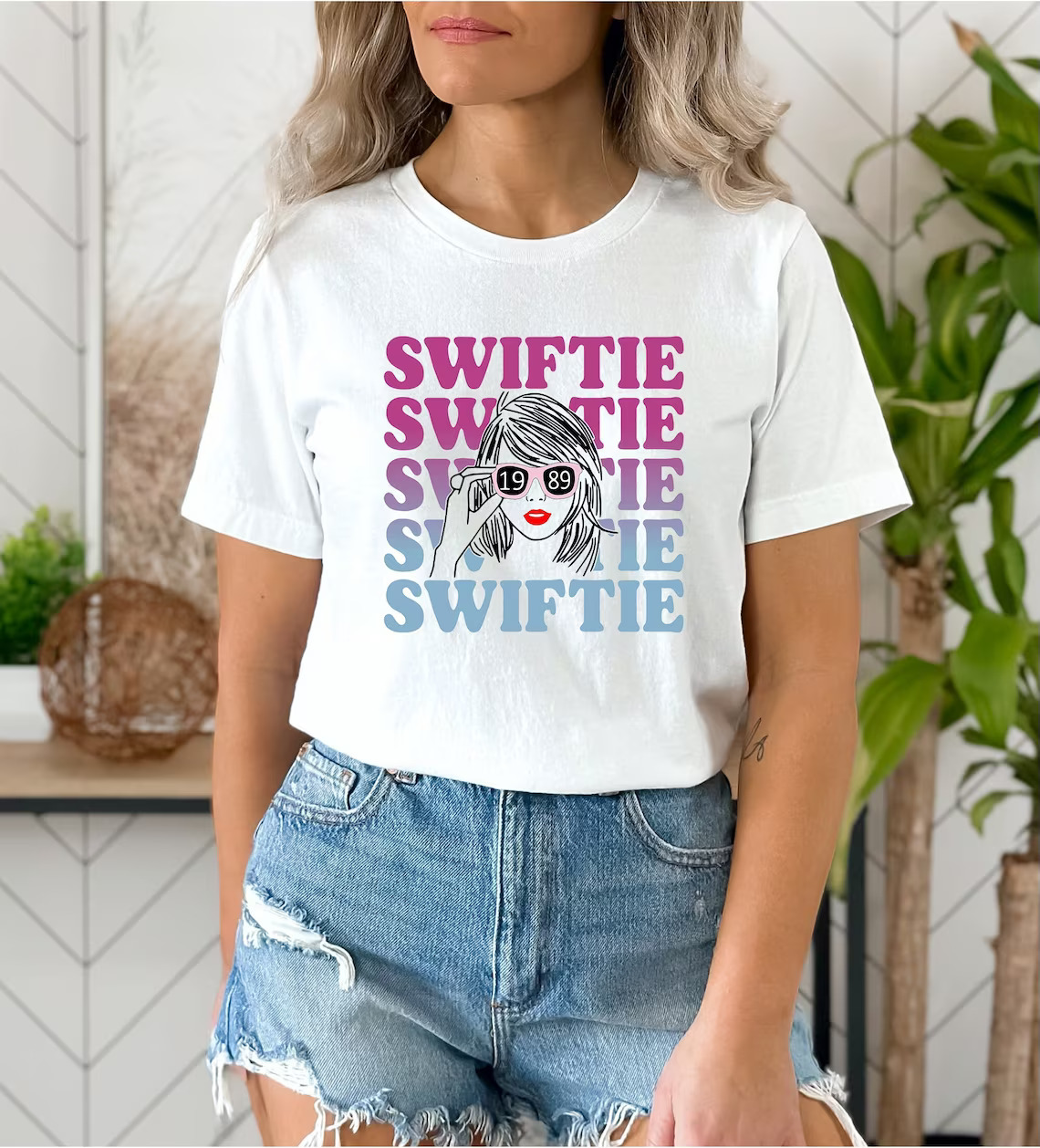 Dam Swiftie design Vit T-shirt Limited